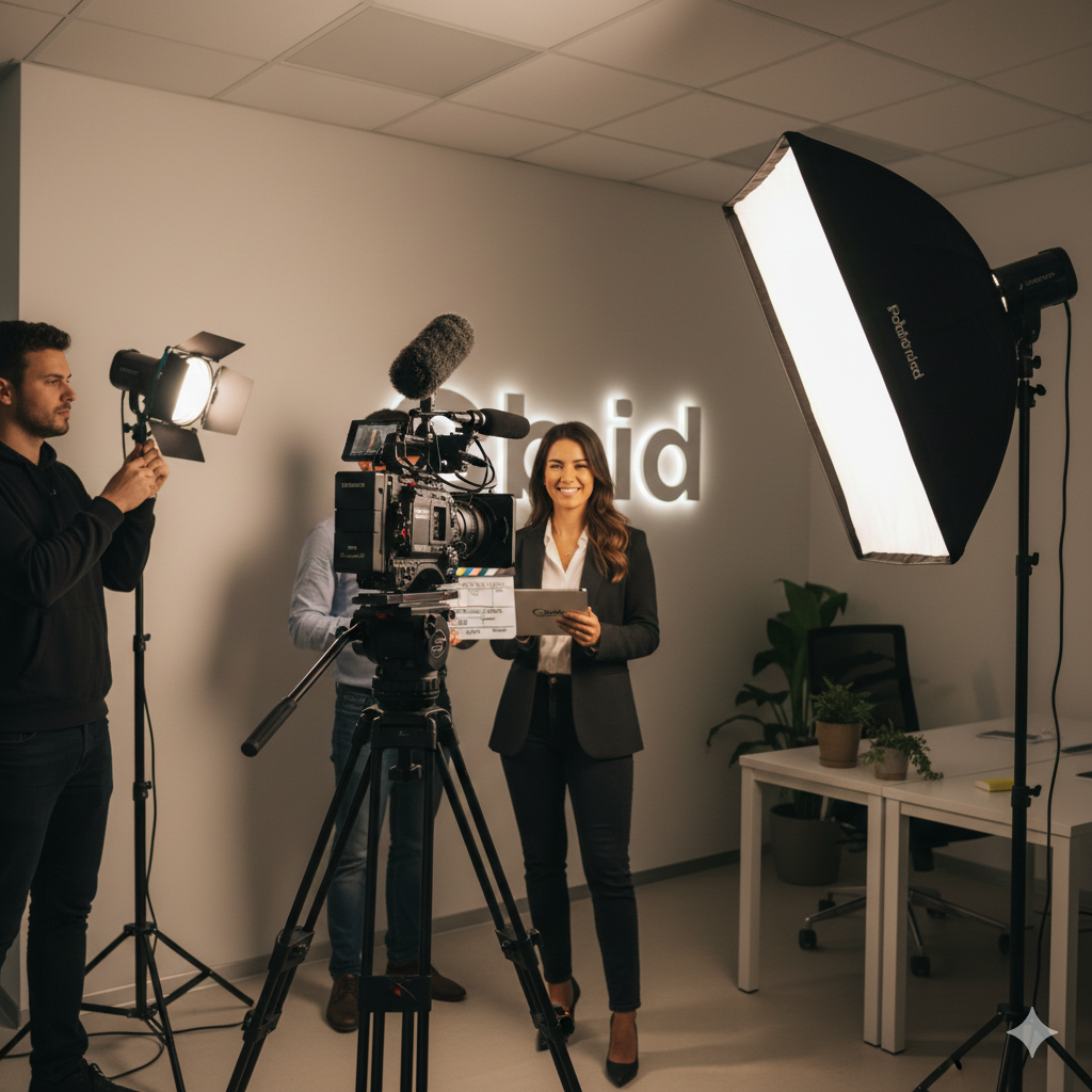 Professional video production setup for creating marketing and brand promotional videos. We are the Best Media Agency in kerala